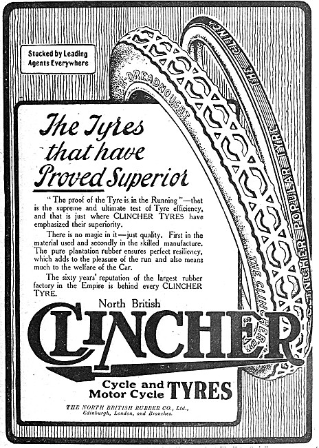 Clincher Motorcycle Tyres 1917 Advert                            