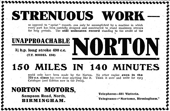 1913 Norton 3.5 hp Long Stroke TT Model 500 cc                   
