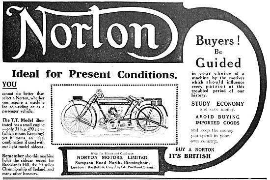 1915 Norton T.T. Model  Motor Cycle                              