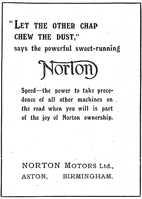 Norton Motorcycles 1919 Advert                                   