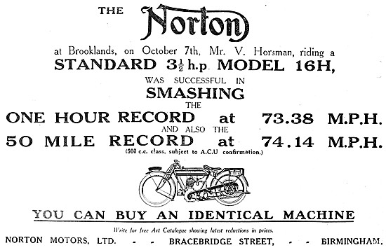 Norton Record Breaking Motorcycles 1921 - Norton 16H             