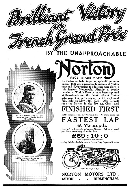 1926 Norton Model 19 Motor Cycle                                 