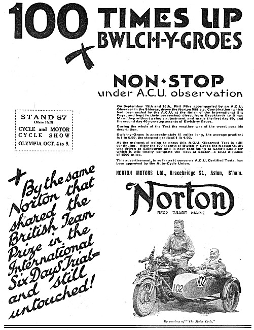 Norton Sporting Motor Cycles 1926                                