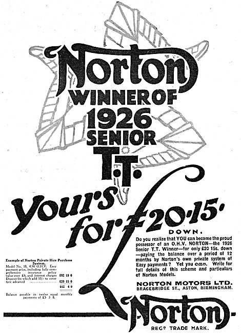 Norton Motor Cycle 1926 TT Winner Advert                         