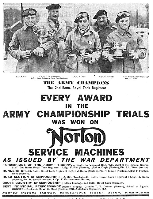 1939 Norton Military Motor Cycles                                