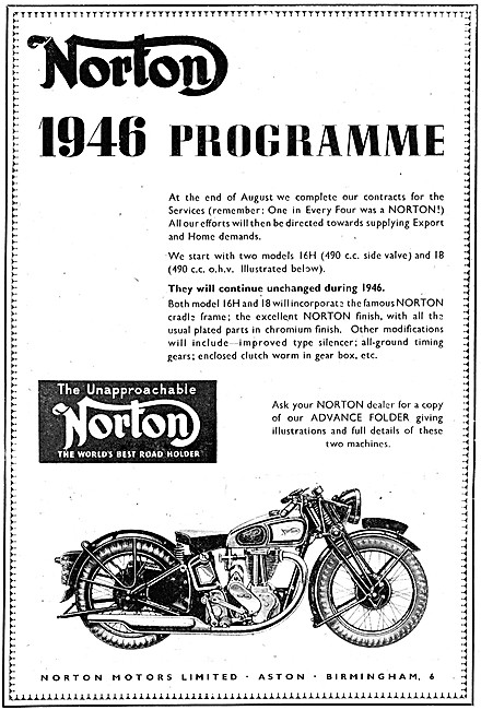 1945 Norton 16H 490cc Side Valve - Norton Model 18 490cc OHV     