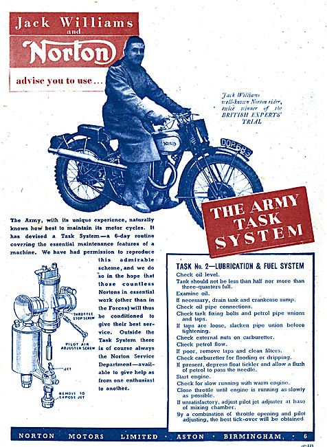 Norton Motor Cycles On Active Service - The Army Task System     
