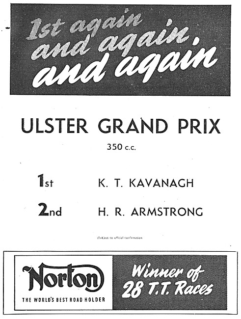 1952 Norton Ulster Grand Prix Winner                             