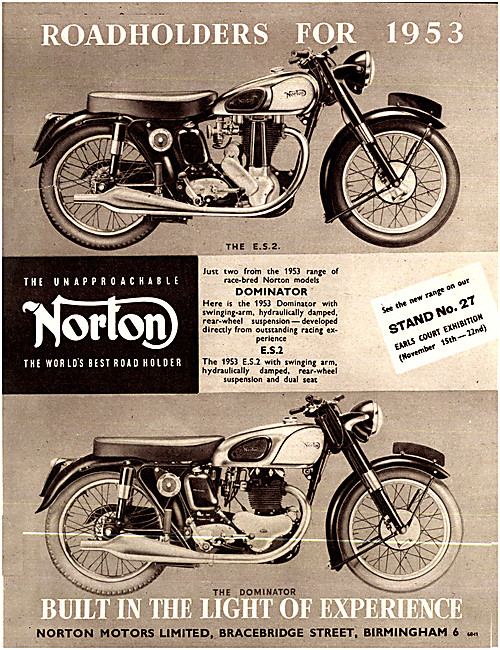 1952 Norton E.S.2. - Norton Dominator Advert                     