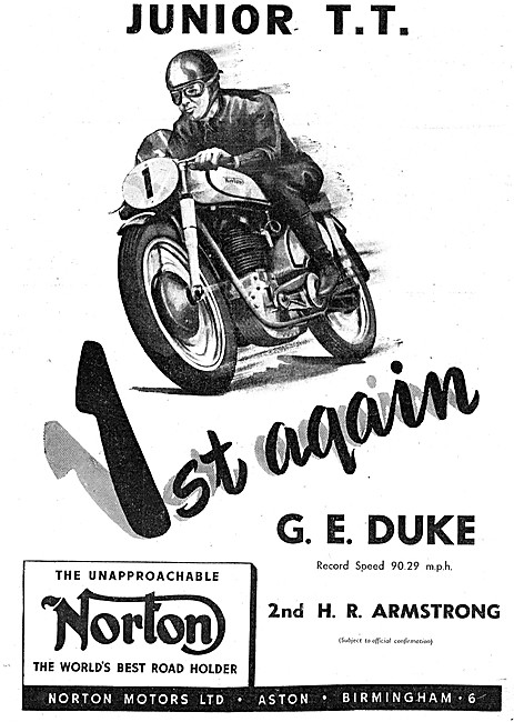 1952 Norton TT Winning Motor Cycles 1952 Advert                  
