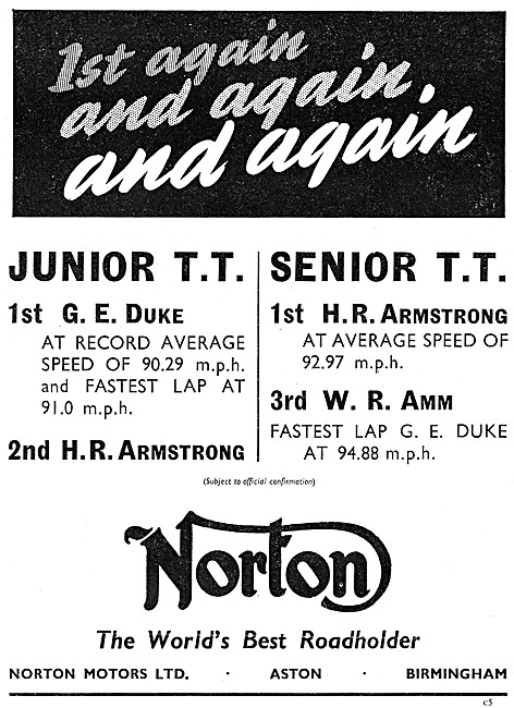 Norton TT Winners 1952                                           