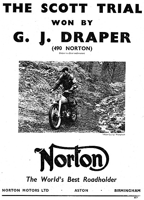 490 cc Norton Trials Motor Cycle                                 