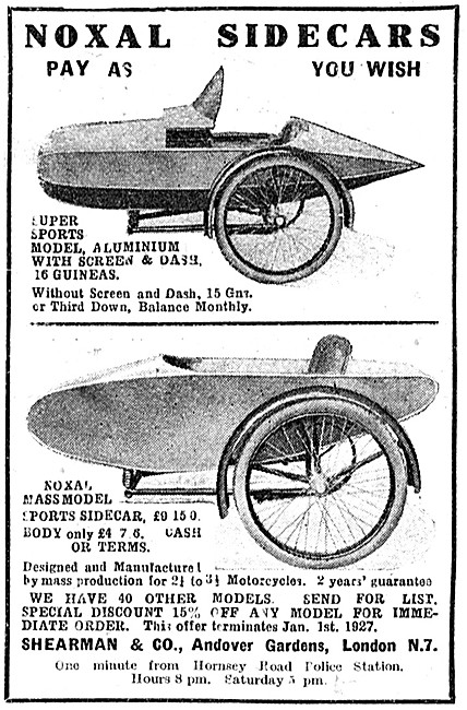 1926 Noxal Super Sports Model Sidecar                            