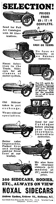 Noxal Sidecars 1930 Range                                        