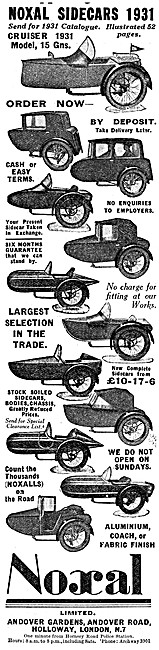 The Full Range Of Noxal Sidecars 1931                            