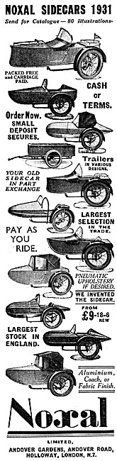 Noxal Sidecars & Trailers 1931                                   