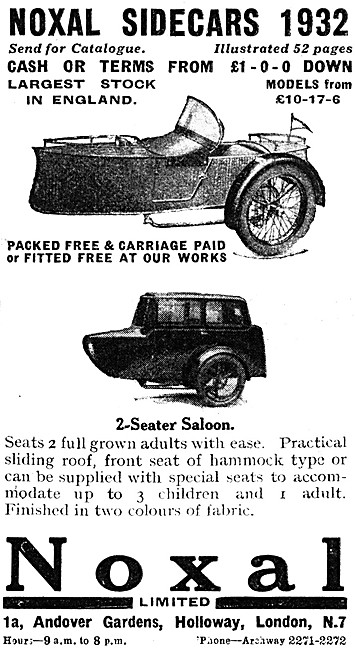 1932 Noxal 2-Seater Saloon Sidecar                               