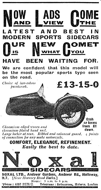1933 Noxal Comet Sidecar Advert                                  