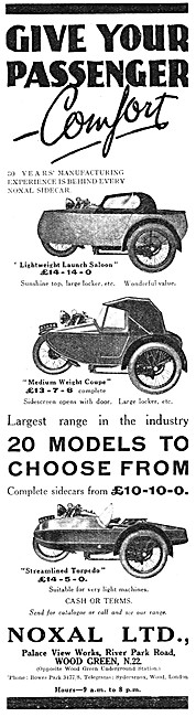 The 1934 Range Of Noxal Sidecars                                 