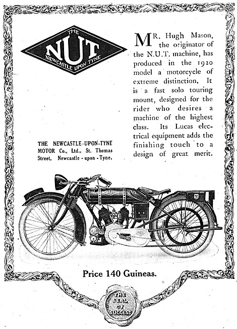 N.U.T.Motor Cycles - NUT Motor Cycles 1920 Advert                