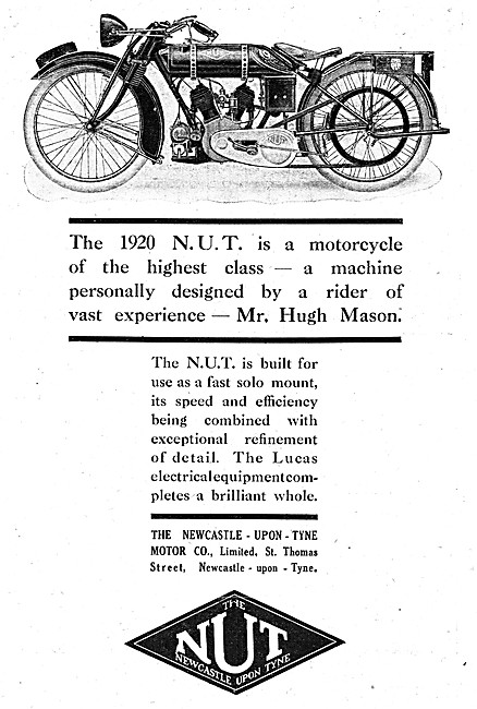 N.U.T.Motor Cycles - 1920 NUT Motor Cycle Advert                 