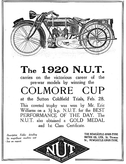 N.U.T.Motor Cycles - NUT Motor Cycles 1920 Colmore Cup Success   