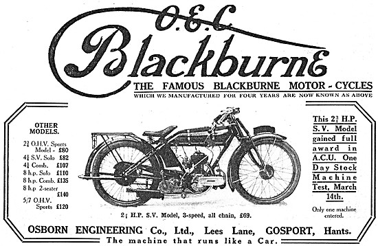 1923 OEC-Blackburne  2.75hp SV Motor Cycle                       