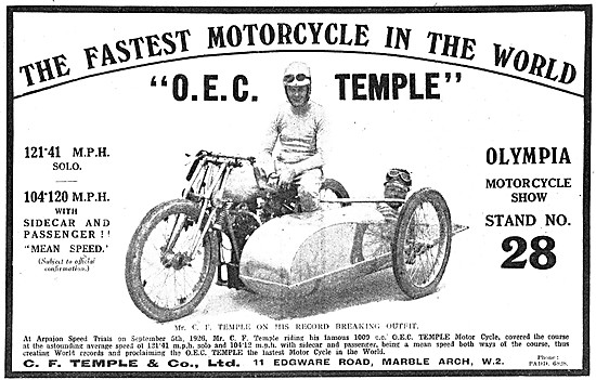 OEC Temple Record Breaking Motor Cycle Combination               