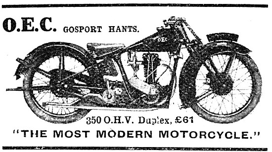 1927 OEC Motor Cycles -  OEC 350 cc OHV Duplex                   