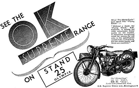 O.K.Supreme Flying Cloud 250 cc Motor Cycle                      