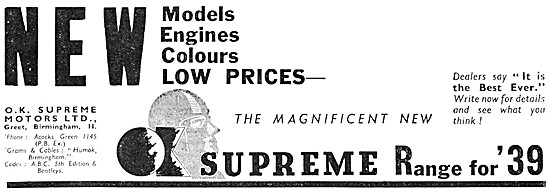 1938 O.K.Supreme Motor Cycles                                    