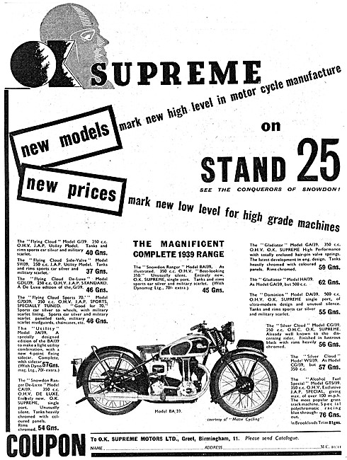 O.K.Supreme Motor Cycles -  OK Supreme Snowdon Ranger BA/39      