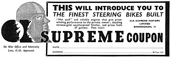 O.K.Supreme Motor Cycles 1939                                    