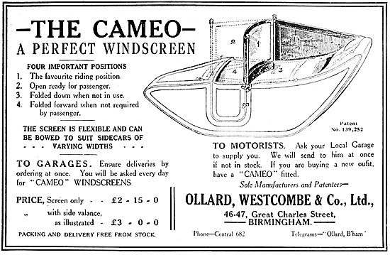 1921 Cameo Sidecar Windscreen                                    