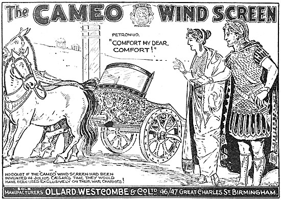 Cameo Sidecar Windshield 1921 Advert                             