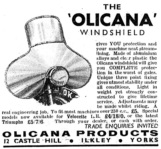 Olicana Motor Cycle Windshield 1950 Style                        