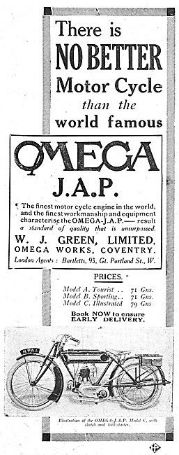 1920 Omega J.A.P. Motor Cycle                                    