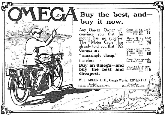 1922 Omega Motor Cycle                                           