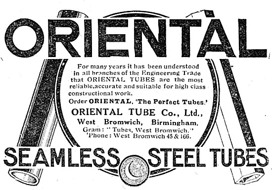 Oriental Seamless Steel Tubes 1920 Advert                        