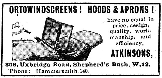 Orto Sidecar Windscreens - Orto Sidecar Hoods 1920               