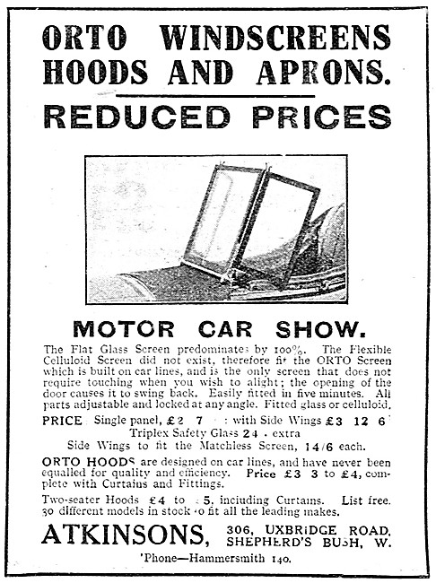 Orto Sidecar Windscreens - Orto Sidecar Hoods & Aprons           