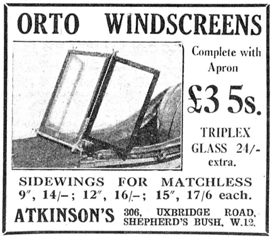 1923 Orto Sidecar Windscreens - Orto Sidecar Hoods               