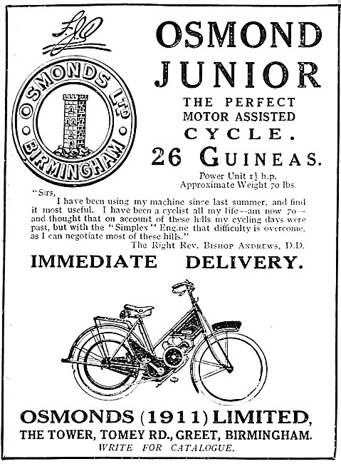 1922 Osmond Junior Motor Assisted Cycles                         
