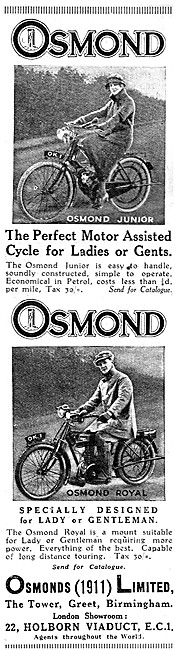 1923 Osmond Junior Motor Cycles - Osmond Royal Ladies Motor Cycle