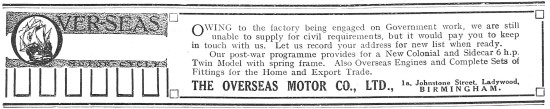 1918 Overseas Motor Cycles                                       