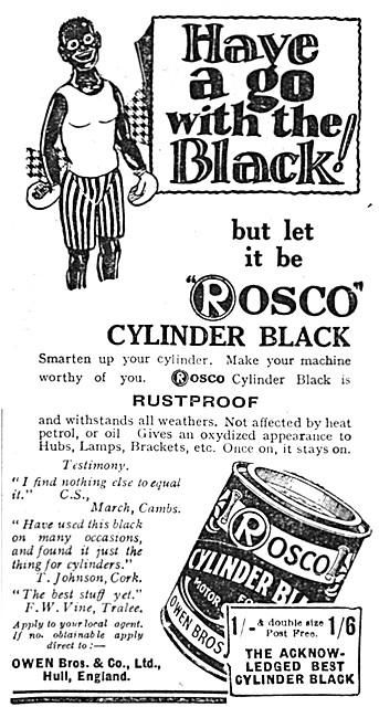 Rosco Cylinder Black 1929 Advert                                 