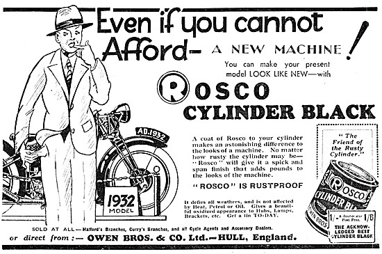 Rosco Cylinder Black 1931 Advert                                 