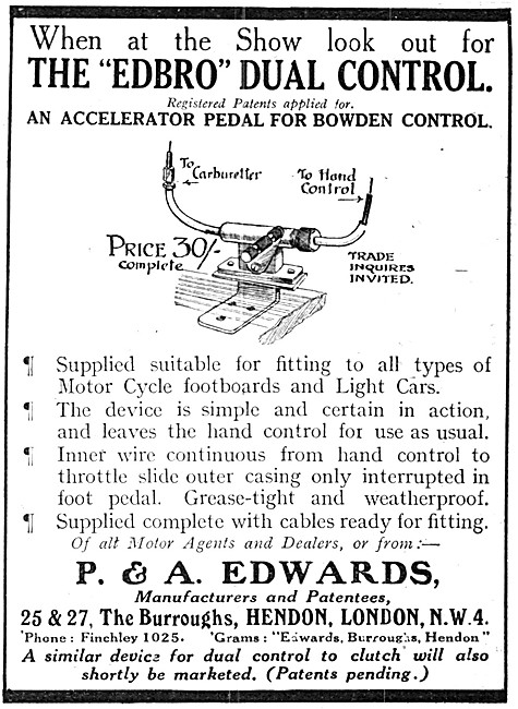 Edbro Motor Cycle Dual Control Kits 1920                         