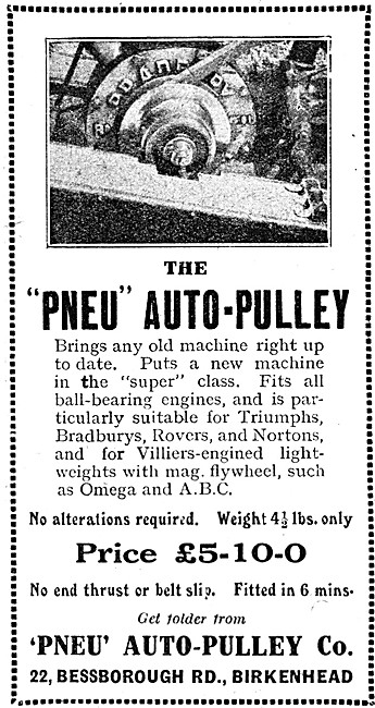 The 1921 PNEU Motor Cycle Auto-Pulley                            