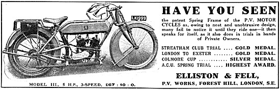 1914 P.V. Model III 5 hp Motor Cycle                             